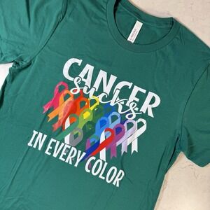 Cancer Sucks In Every Color Fighter _ Fight The Cancer Gift T-Shirt New Green M